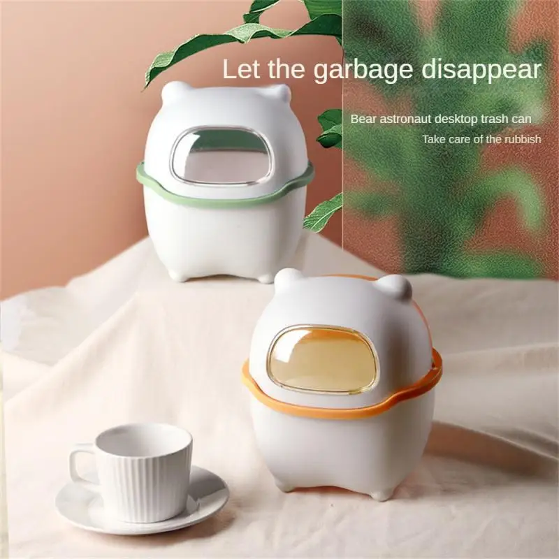 Cartoon Mini Desktop Trash Can Large Diameter Office Storage Barrel Table Waste Paper Basket Fruit Shell Trash Can