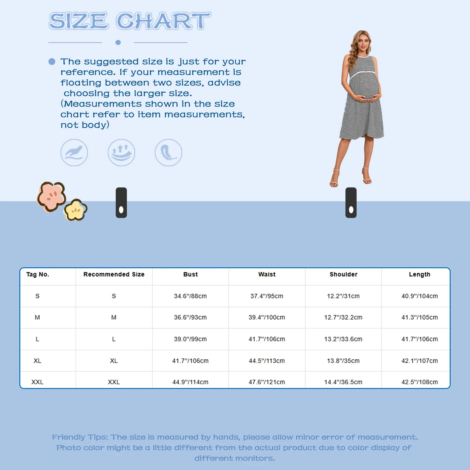 妊婦用ストライプ柄ルーズタンクドレス-ラウンドネックノースリーブマタニティドレス-休暇用-ベビーシャワー写真撮影用