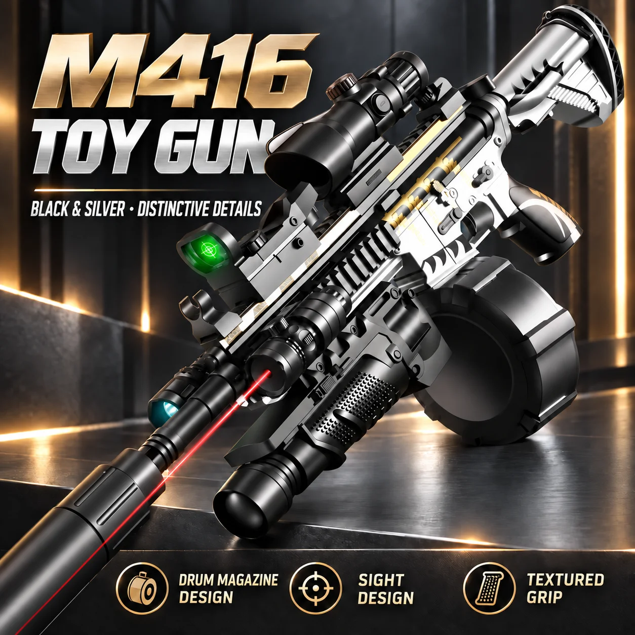 M416 Electric Water Gel Bead Rifle – a toy blaster supporting both manual and electric firing modes (water gel beads not include