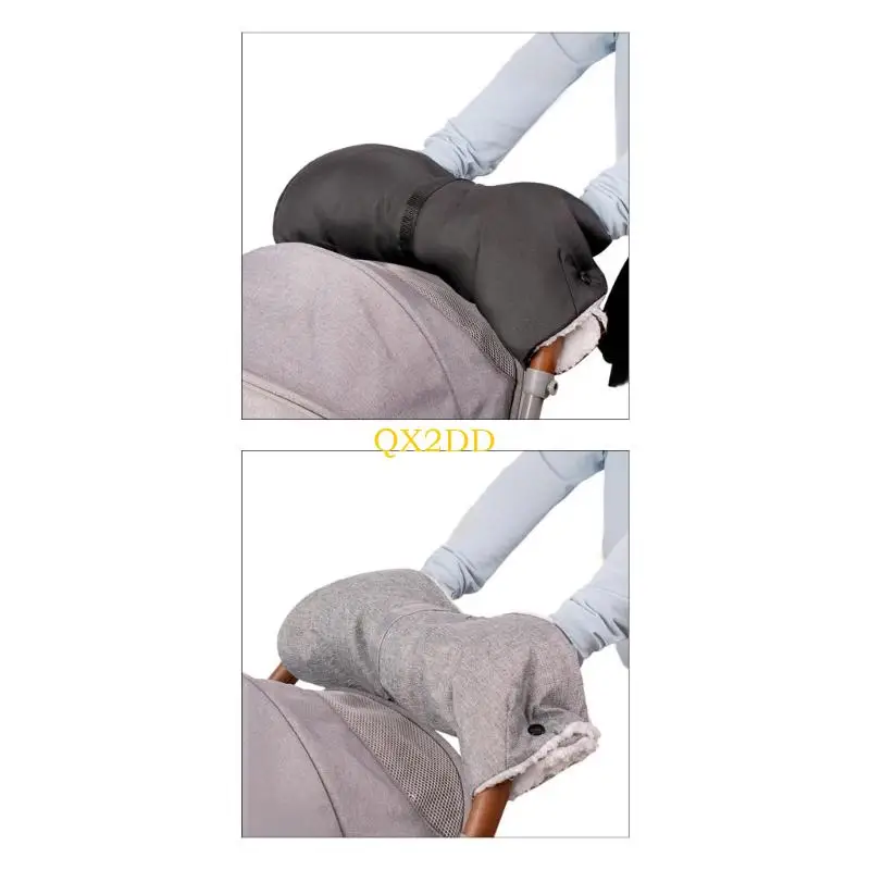 QX2D Thick Oxford Fabric Strollers Gloves With Plush Flannel Lining For Winter Warmth Waterproof Windproof Universal Baby