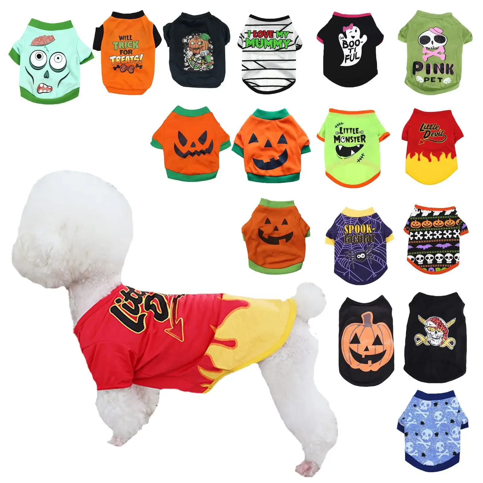 T4-2 Wholesale Halloween funny pet clothes bat skull ghost festival Teddy Bichon cat clothes