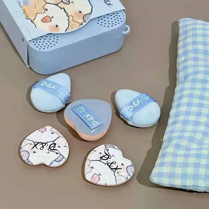 5 Pieces Cute Lamb Powder Puff Set Soft Flocking Wet And Dry Dual Use Sponge Mini Finger Tip Puffs For Makeup