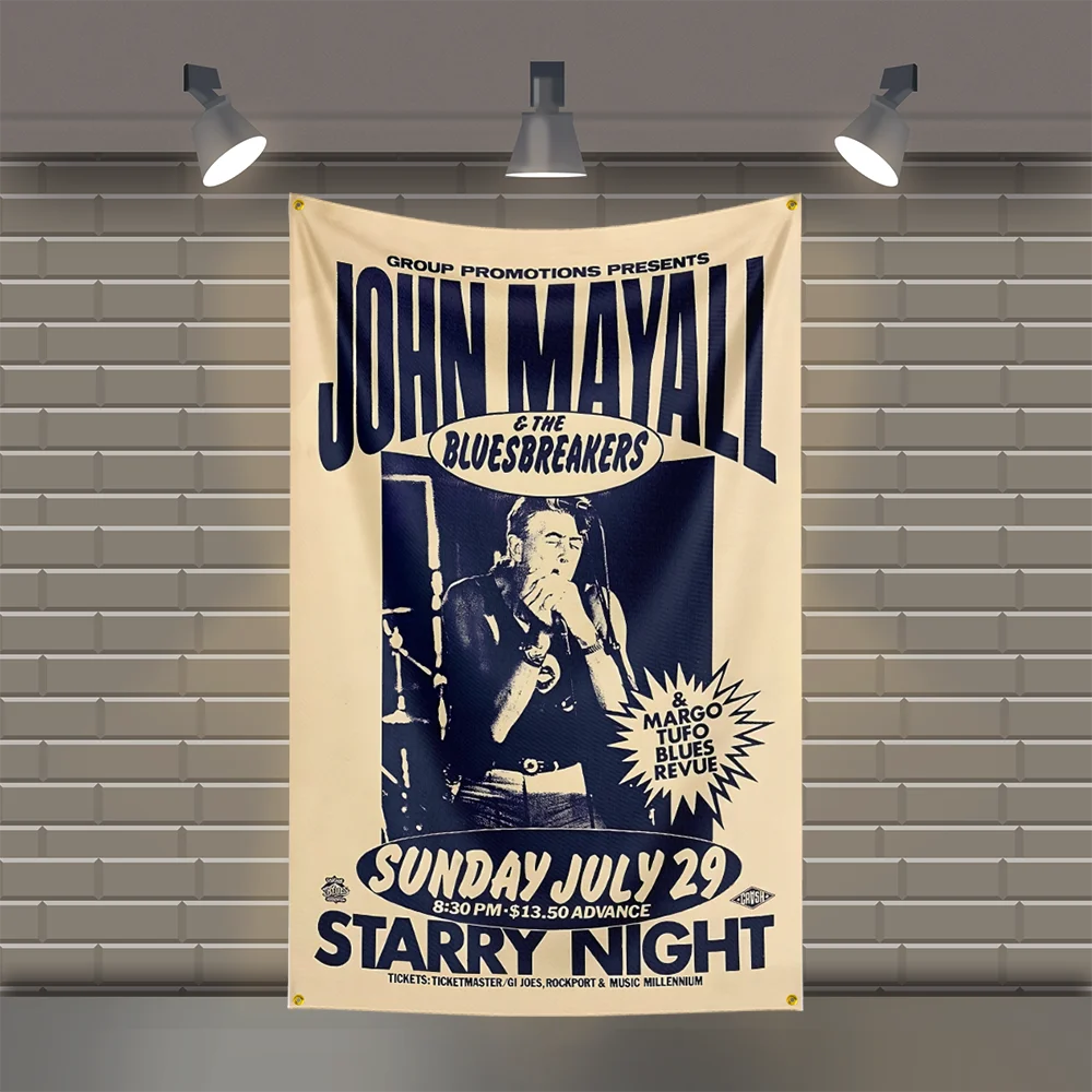 3x5 Ft J-John Mayall & The Bluesbreaks Heavy Metal Band Flag Rock Music Wall Banner for Bedroom Studio Bar Concert Outdoor Decor
