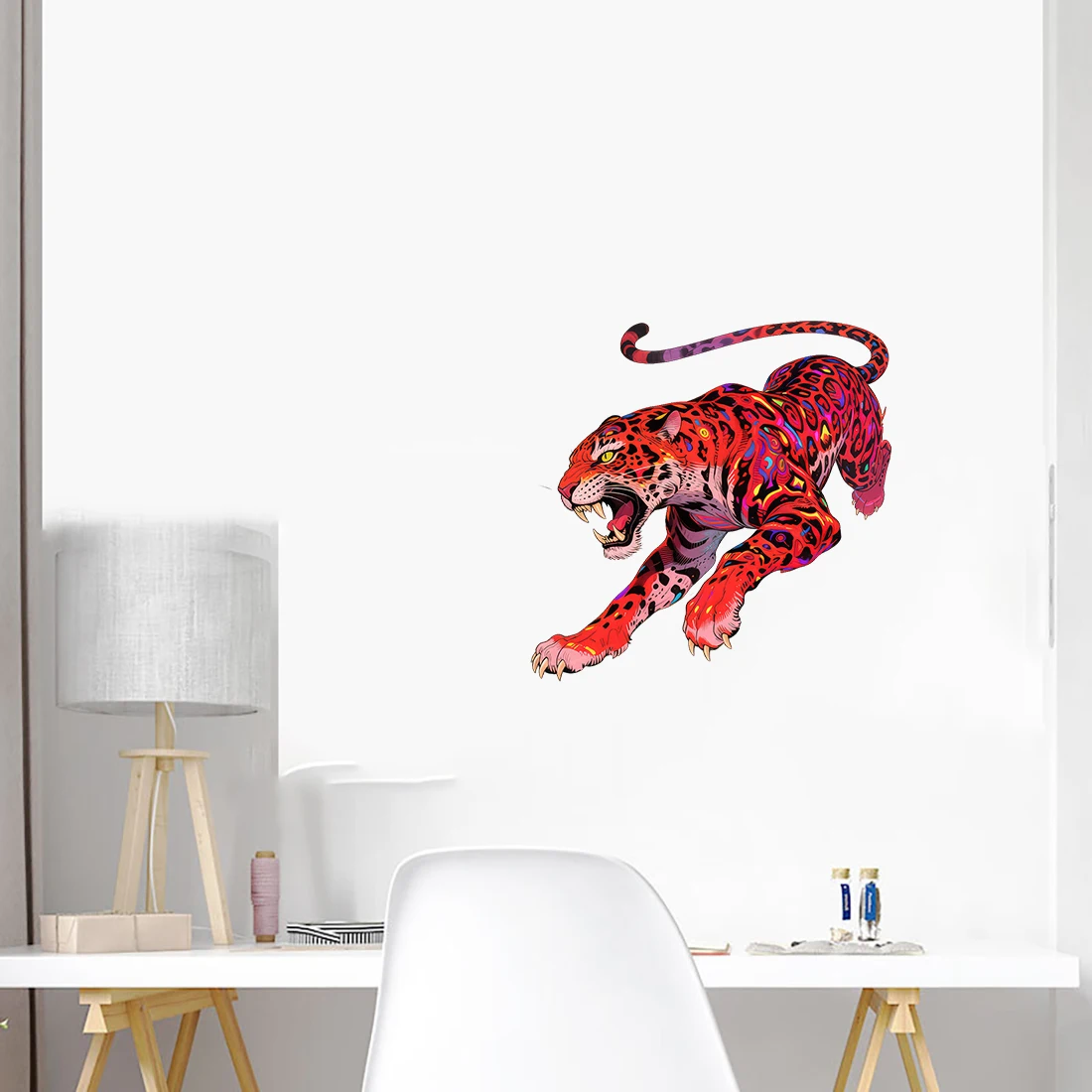 Three Ratels CD33 Passionate red cheetah animal wall stickers for home decoration Personalized car stickers