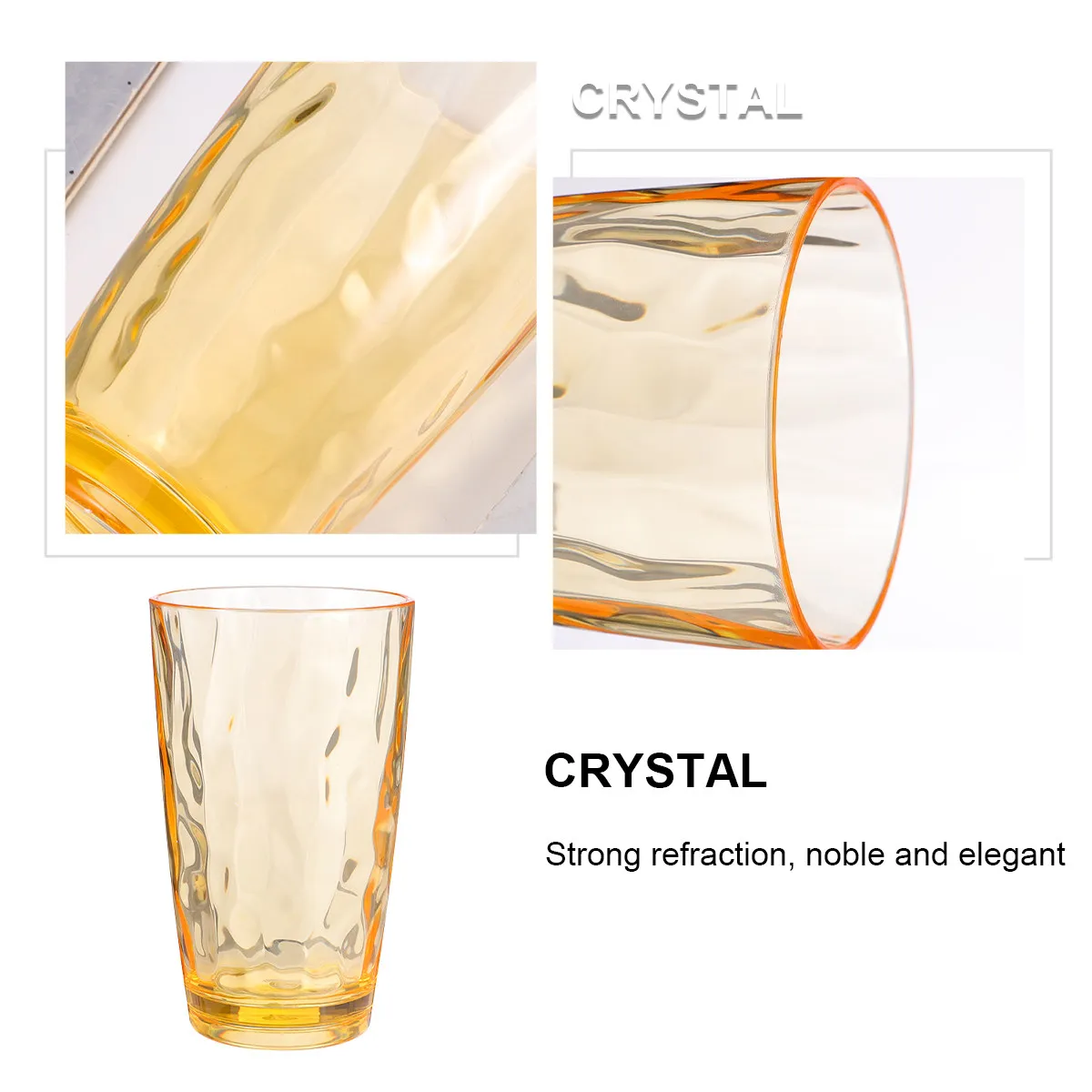 1Pcs Water Grain Acrylic Cup Large Capacity Shatter Resistant Transparent Beverage Cup for Coffee Water Juice Soda Mixed Drinks