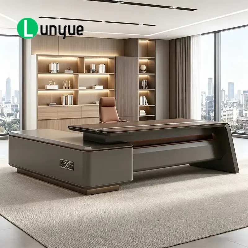 Executive Office Desk for CEO Manager Boss Deluxe Large Computer Workstation Table Modern Business Furniture Home Office