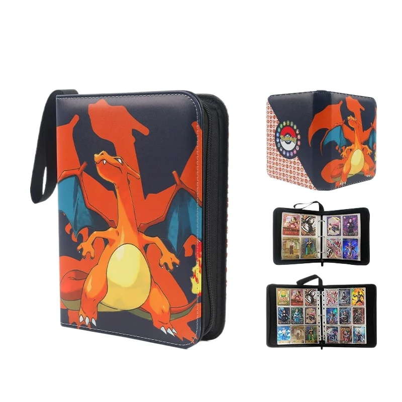 Pokemon Card Anime Figuur Kaart Opbergtas Fotoalbum Verzamel Album Losbladige Pu Rits Game King Fans Pikachu Kaartpakket Speelgoed