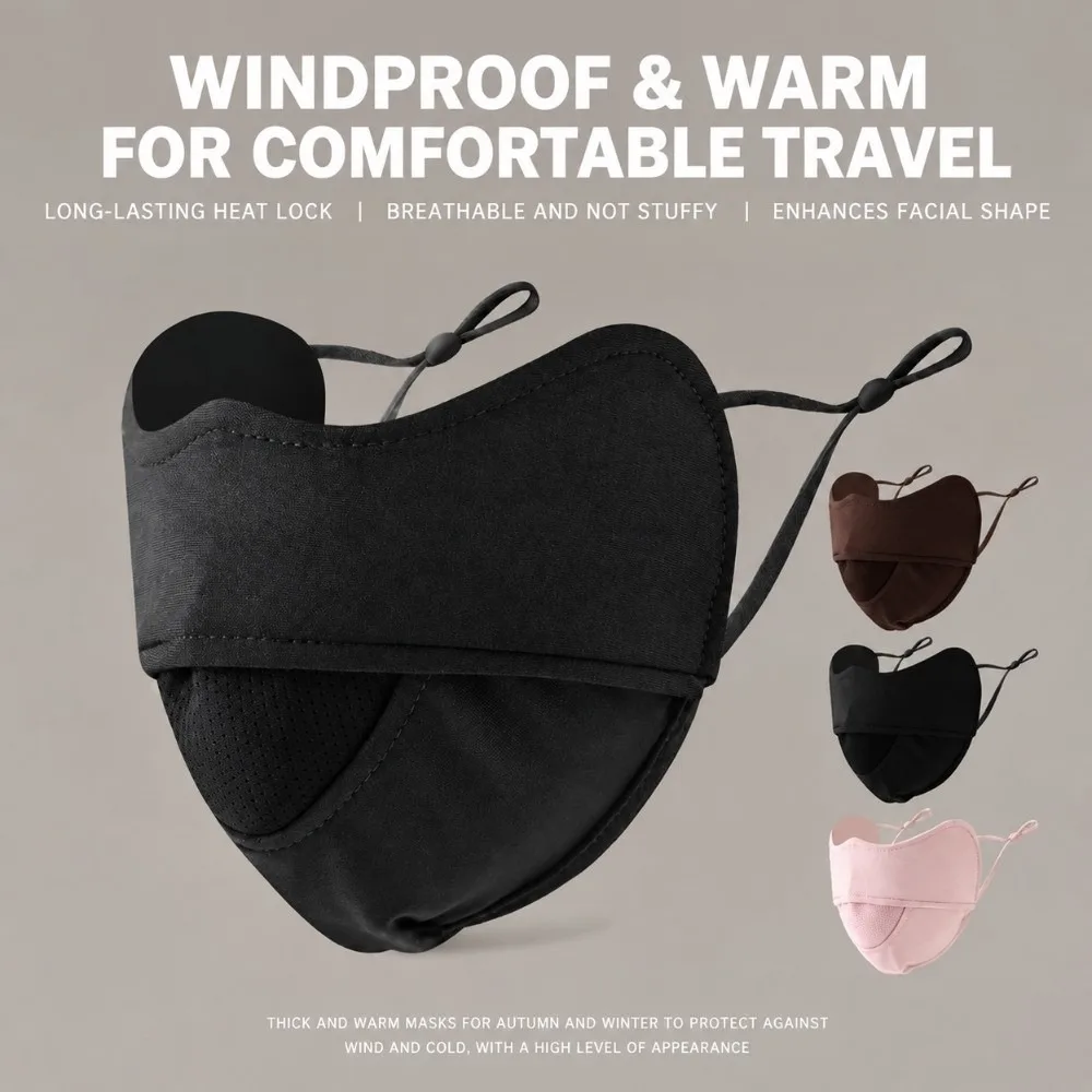 Thermal Winter Face Mask Adjustable Ear Loops Windproof Fleece Warm Face Cover 3D Stereo Breathable Breathable Thermal Mask