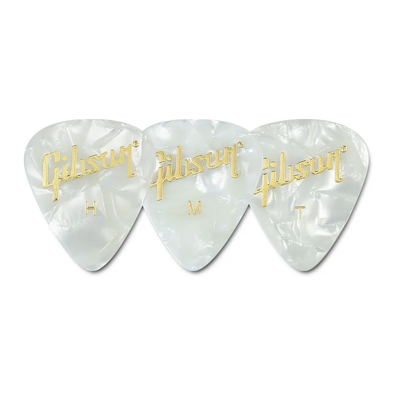 Gibson Guitar Picks APRW12-74 White Pearl Picks for Acoustic Guitar, Electric Guitar, Bass, etc., Guitar Accessories, Made in US