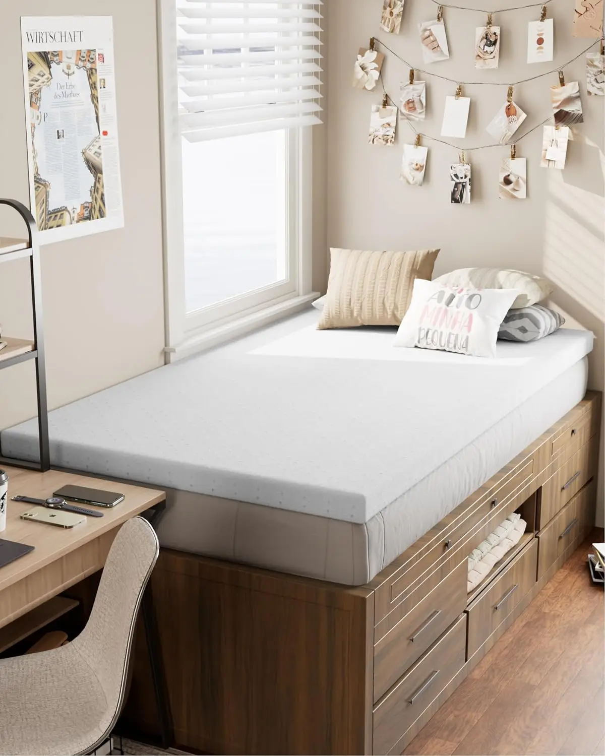 

2 дюйма [Twin Xl] Mattr Topper, наматр из пены с эффектом памяти Twin Extra Long для общежития колледжа с ультрамягким чехлом и угловыми ремнями,