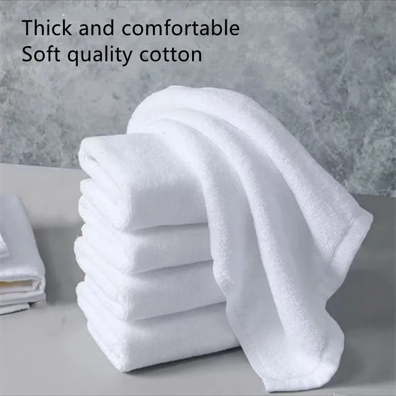 Cotton thickened white towel Soft towel absorbency enhanced White towel suitable for family hotel beauty salon use