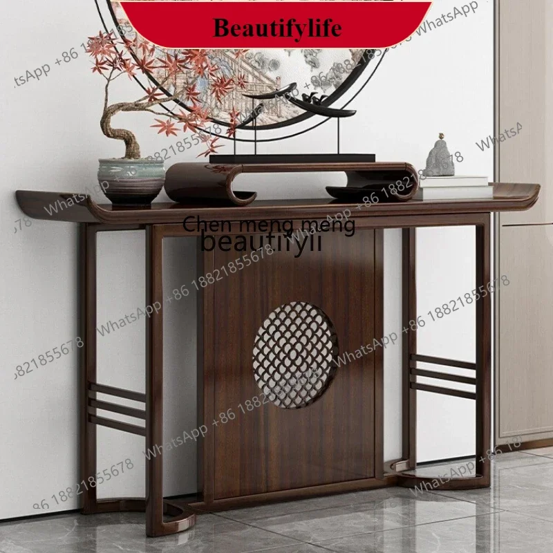 G153 New Chinese-style entrance table ebony wood strip case foyer against the wall light luxury case few solid wood entrance cab