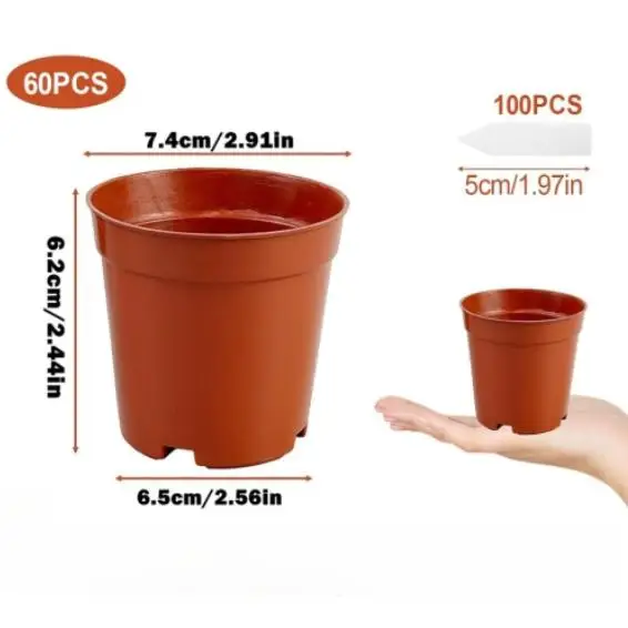 Small Plant Pots Planting Containers Plant Propagation Recycled Plastic Includes 100 Plant Labels Lightweight Design