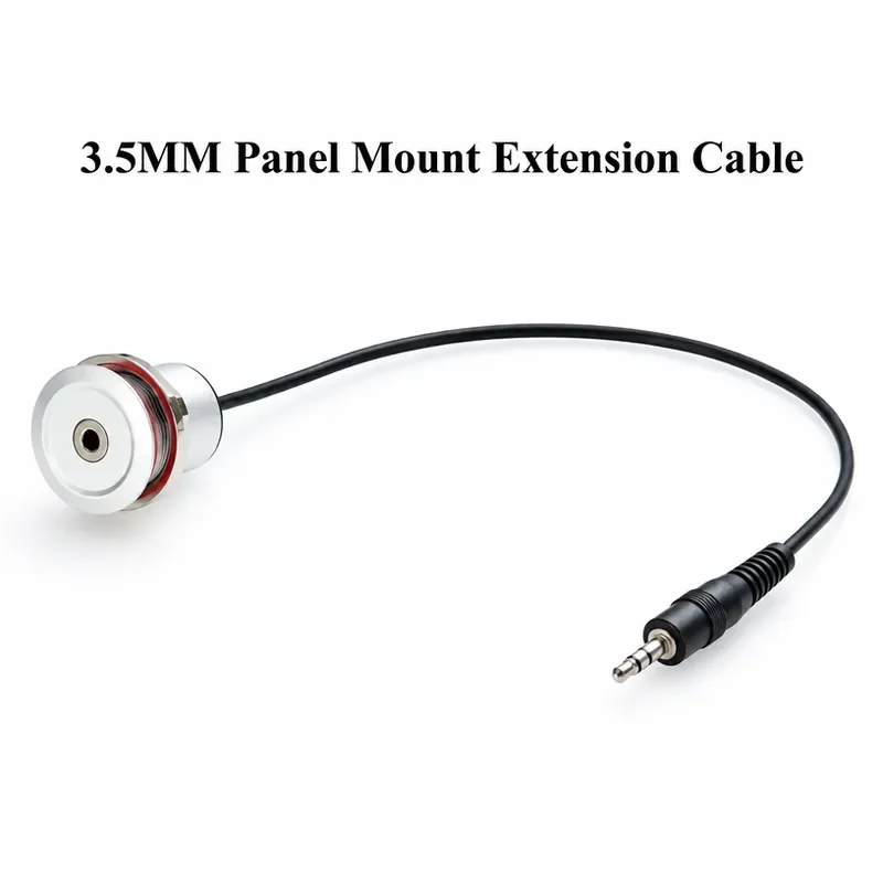 3.5mm TRS Stereo Male to Female Extension Cable Flush Panel Mount Threaded Embedded Fixed AUX Audio Cable for Laptop