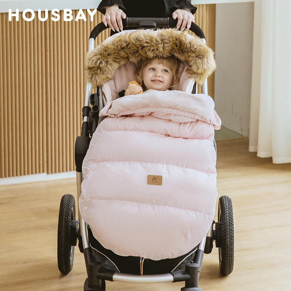 Stroller Footmuff 0-3T Winter Windproof Waterproof Removable Fur Collar Warm Coral Fleece Adjustable Baby Sleeping Bag In Cart