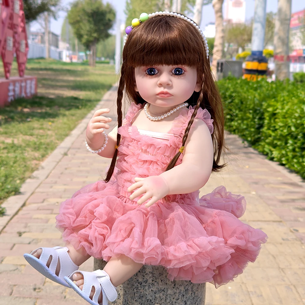 

Lifelike Reborn Dolls Realistic Full Silicone Baby Vinyl 55CM Washable Companion Girl Doll Princess Toddler Toy Birthday Gift