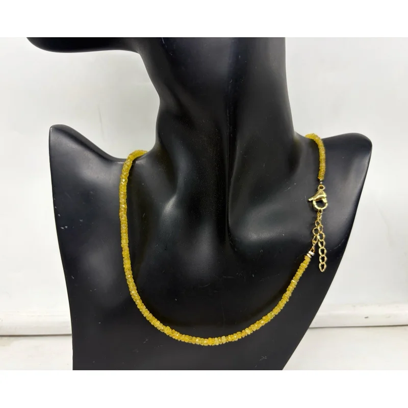 

Elegant Yellow Sapphire Necklace 20” Round Faceted 4–5mm Gold Plated Clasp