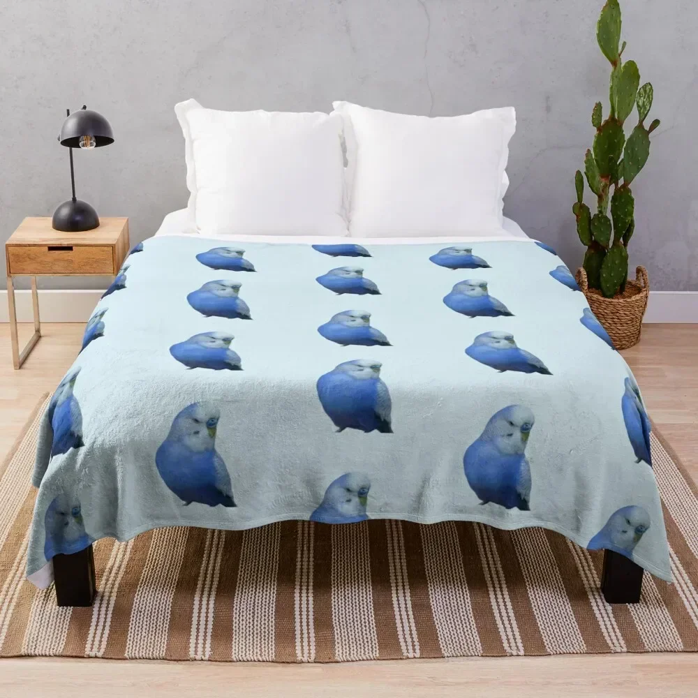 

Blue Budgie Parakeet Lovers Design Throw Blanket Stylish Decor Blanket Gift for Friends Roommate