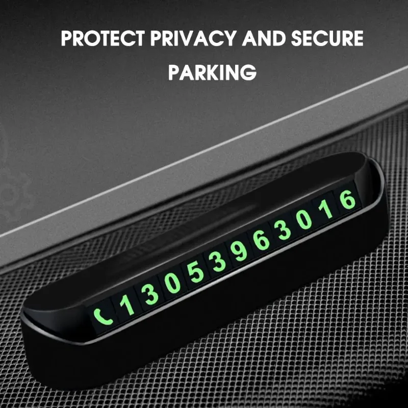 Mini Portable Car Accessory: Phone Number Plate with Switch Temporary Parking Card Business Card Holder