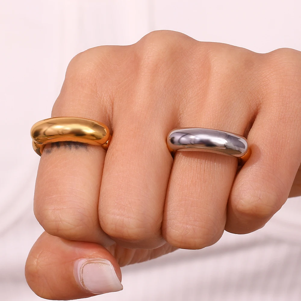 La. Muses Trendy Minimalist Creative Geometric Shape Finger Rings For Womens Waterproof Stainless Steel Premium Jewelry Gifts