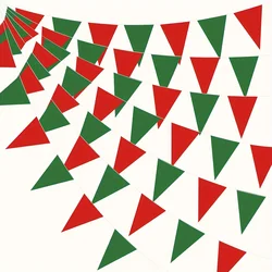 1PC Christmas & Birthday Party Bunting Banners - Dual-Purpose Red & Green Triangle Flags for Room and Garden Decorations