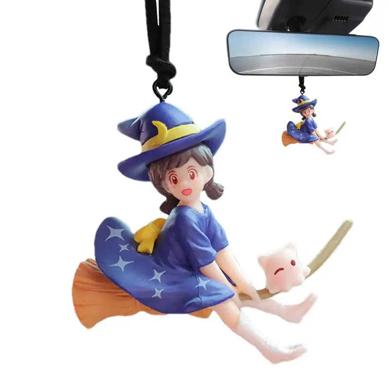 Car Ornament Broom Girl Witch Hanging Pendant Broom Girl Swing Interior Hanging Decoration Interior Accessories