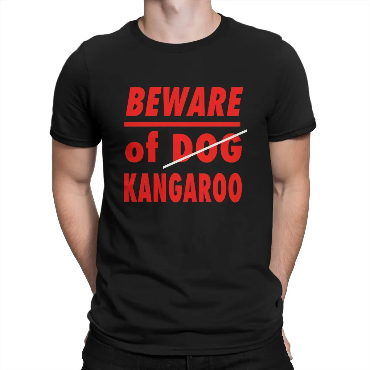 Beware Of T Shirt Men 100% Cotton Novelty T-Shirts Round Collar Kangaroo Tee Shirt Short Sleeve Clothes Graphic Printed