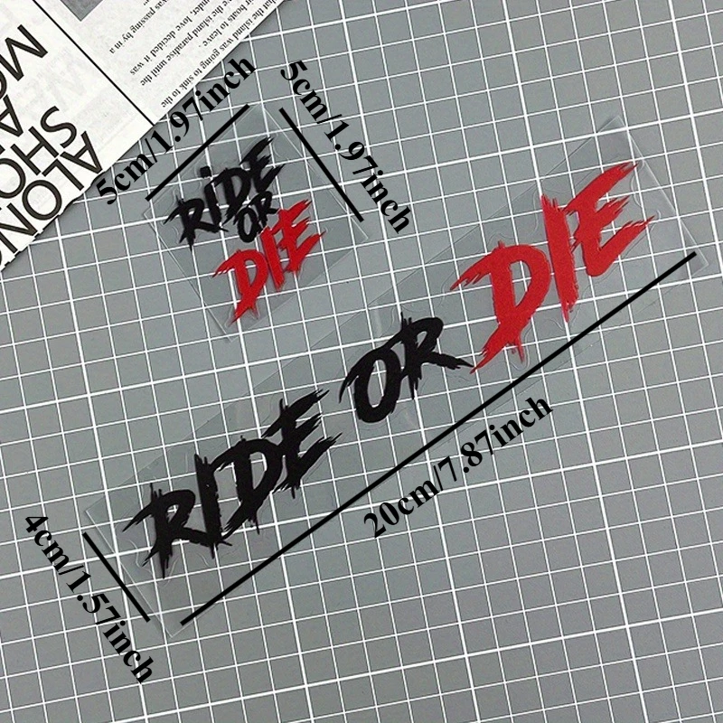 2PCS RIDE OR DIE Motorrad Aufkleber Wasserdicht für Motorrad Helm DIY Straße Fahrrad Oberrohr Rahmen Selbst-klebe Vinyl Aufkleber