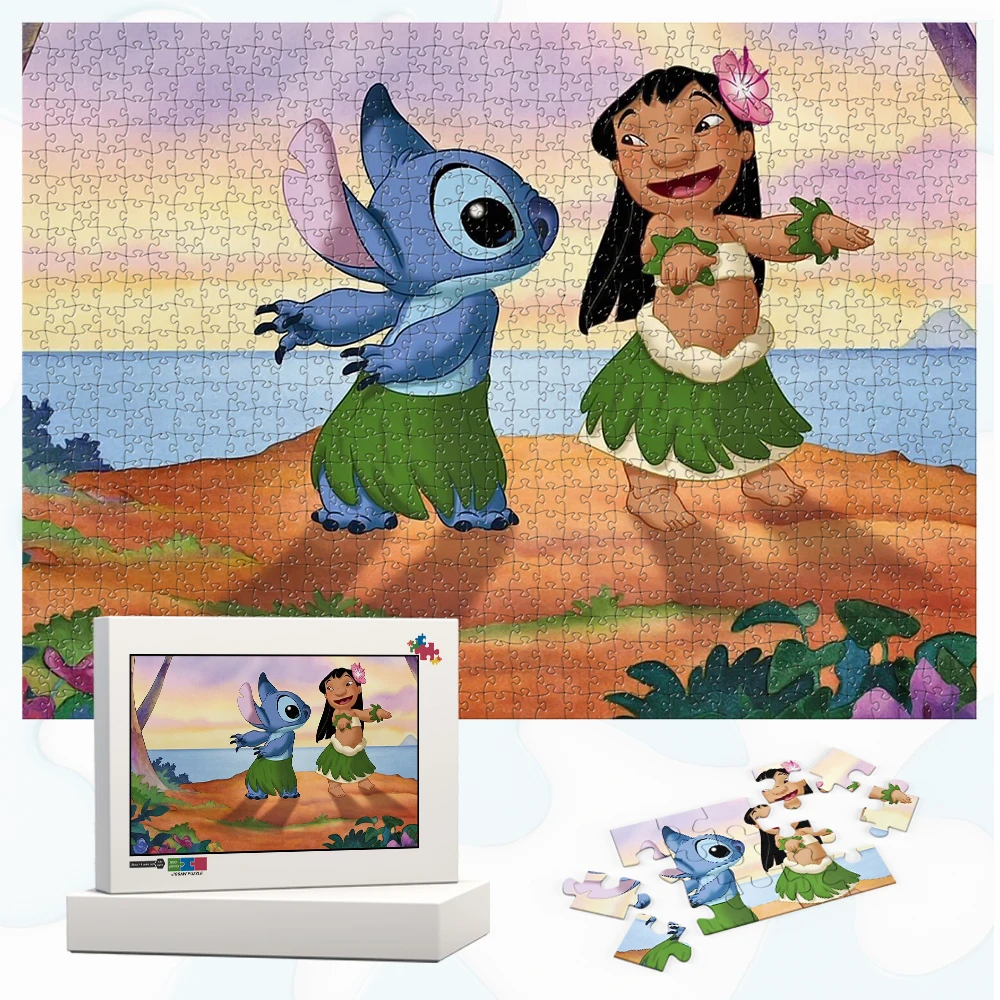 

Stitch and Lilo Dancing Jigsaw Puzzles Hula Dance on the Beach Disney Cartoon Puzzles for Adults Cute Disney Characters Jigsaws