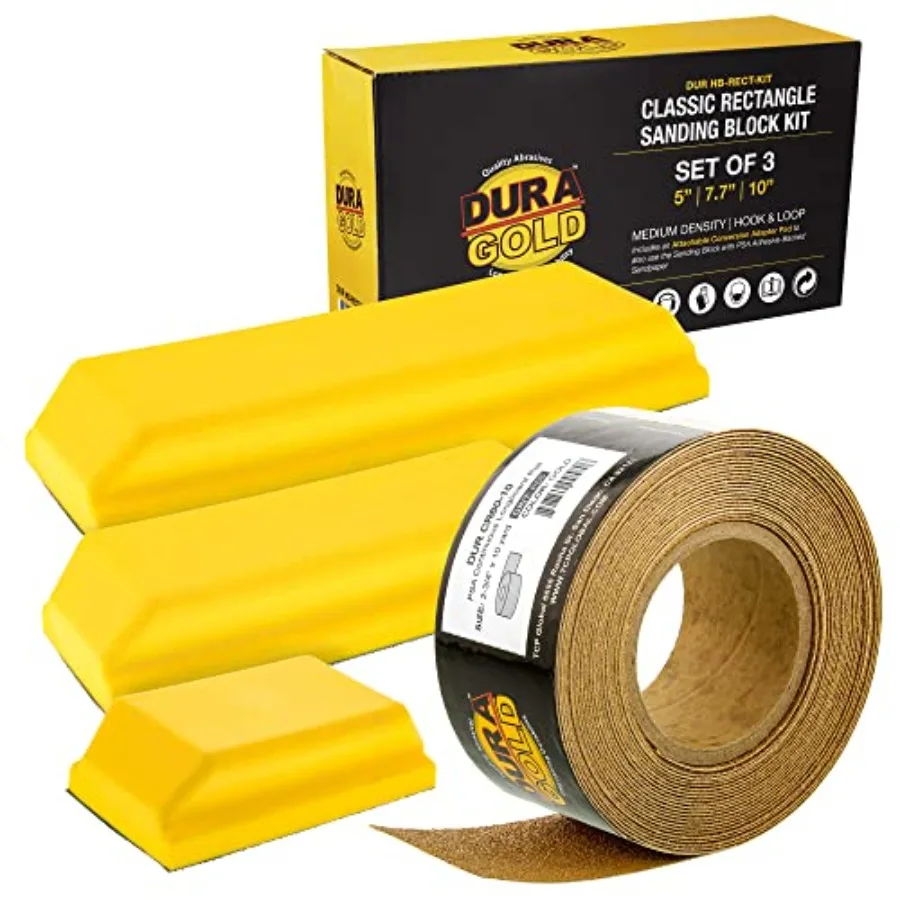 

Набор прямоугольных шлифовальных блоков Pro Series с 3 блоками (5, 7-3/4 и 10 дюймов), креплением на липучке и адаптером PSA, а также 6 насадками.