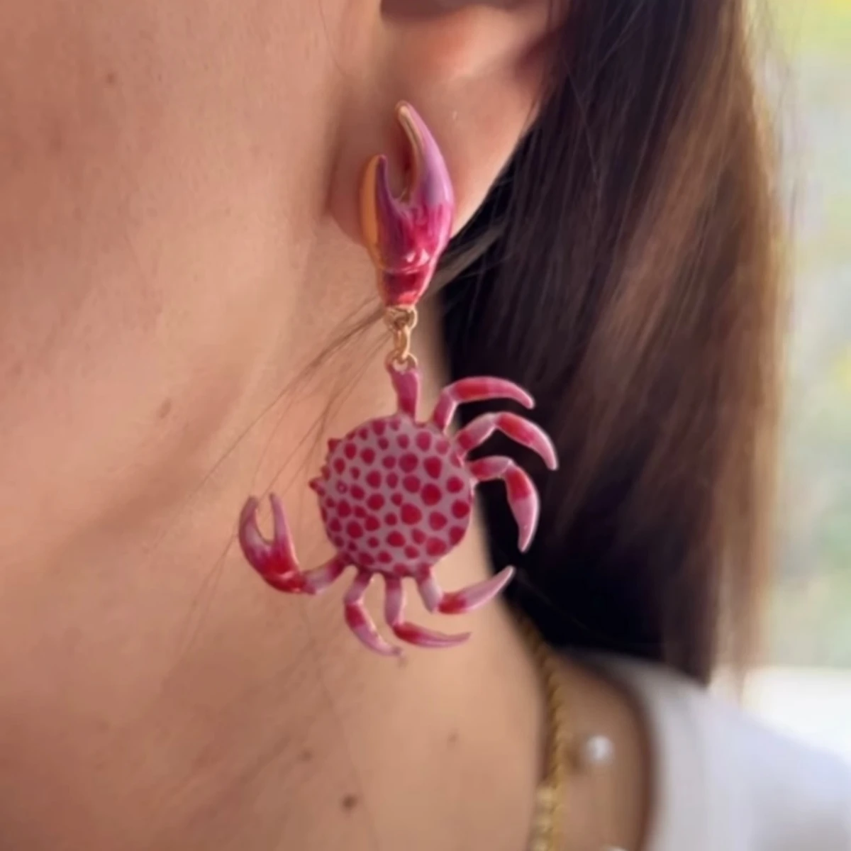

ZAA Fashion Enamel Crab Drop Earrings For Women Summer Holiday Beach Ocean Animal Jewelry Cute And Fun Accessories Gift For Girl