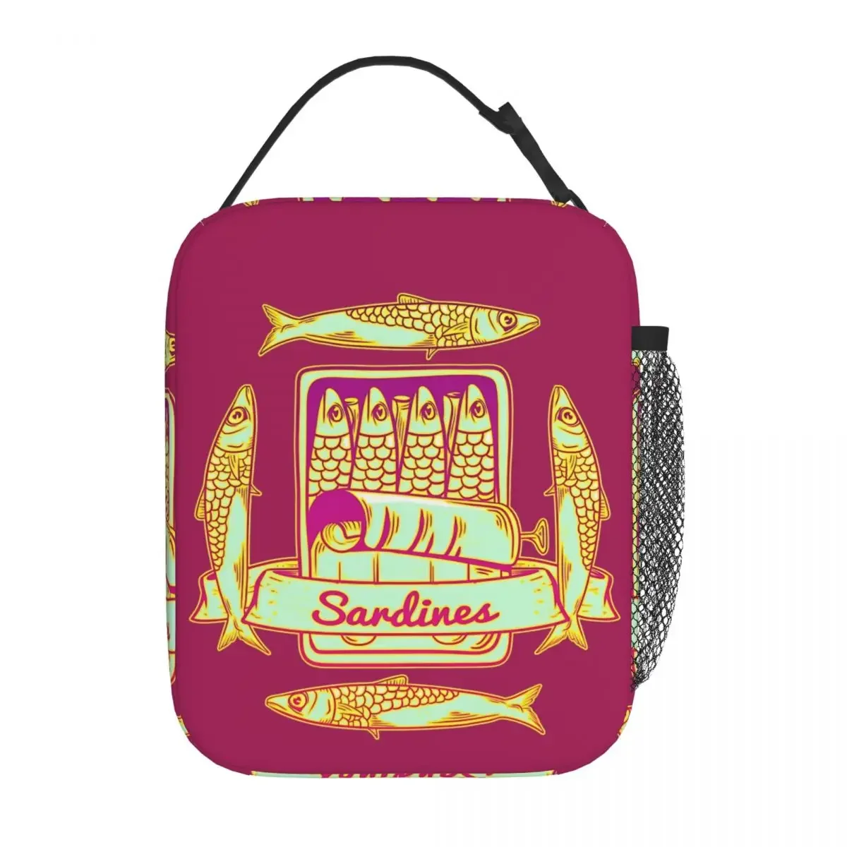 Sardines Fish Insulated Lunch Bag Cooler Bag  Meal Container High Capacity Tote Lunch Box for Men Women Office Picnic