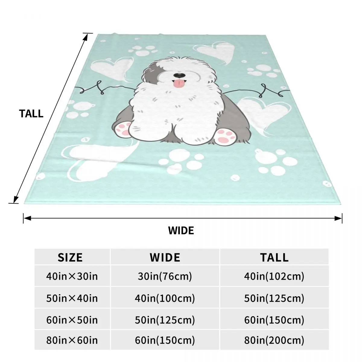 Love Old English Sheepdog Blankets Flannel Sofa Throw Blanket Portable for Home Bedroom Travel Throws Bedspread Quilt