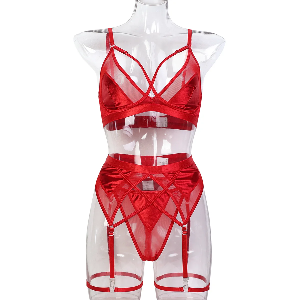 

Red Valentine's Day Christmas Party Sexy Lingerie Three Or Four Piece Set