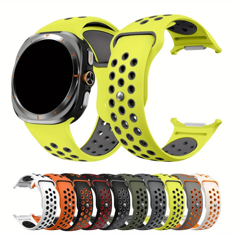 Two-Tone Silicene Strap for Samsung Watch Ultra 47mm Soft Breathable Anti-Loss Stretch-Resistant, Easy to Clean Unisex Band