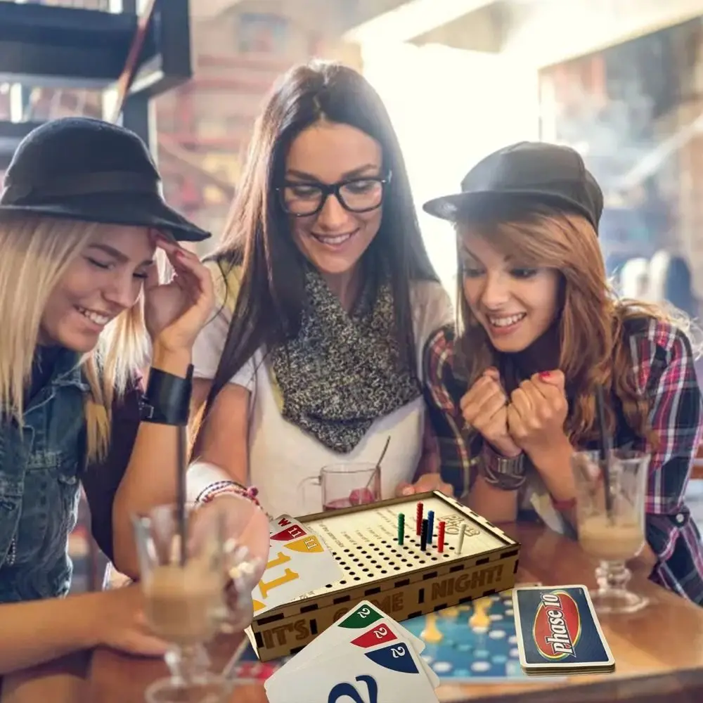 

New Wooden Phase 10 Scoreboard Fun Creative Score Board Game Phase 10 Flip Phase 10 Card Game Family Adults