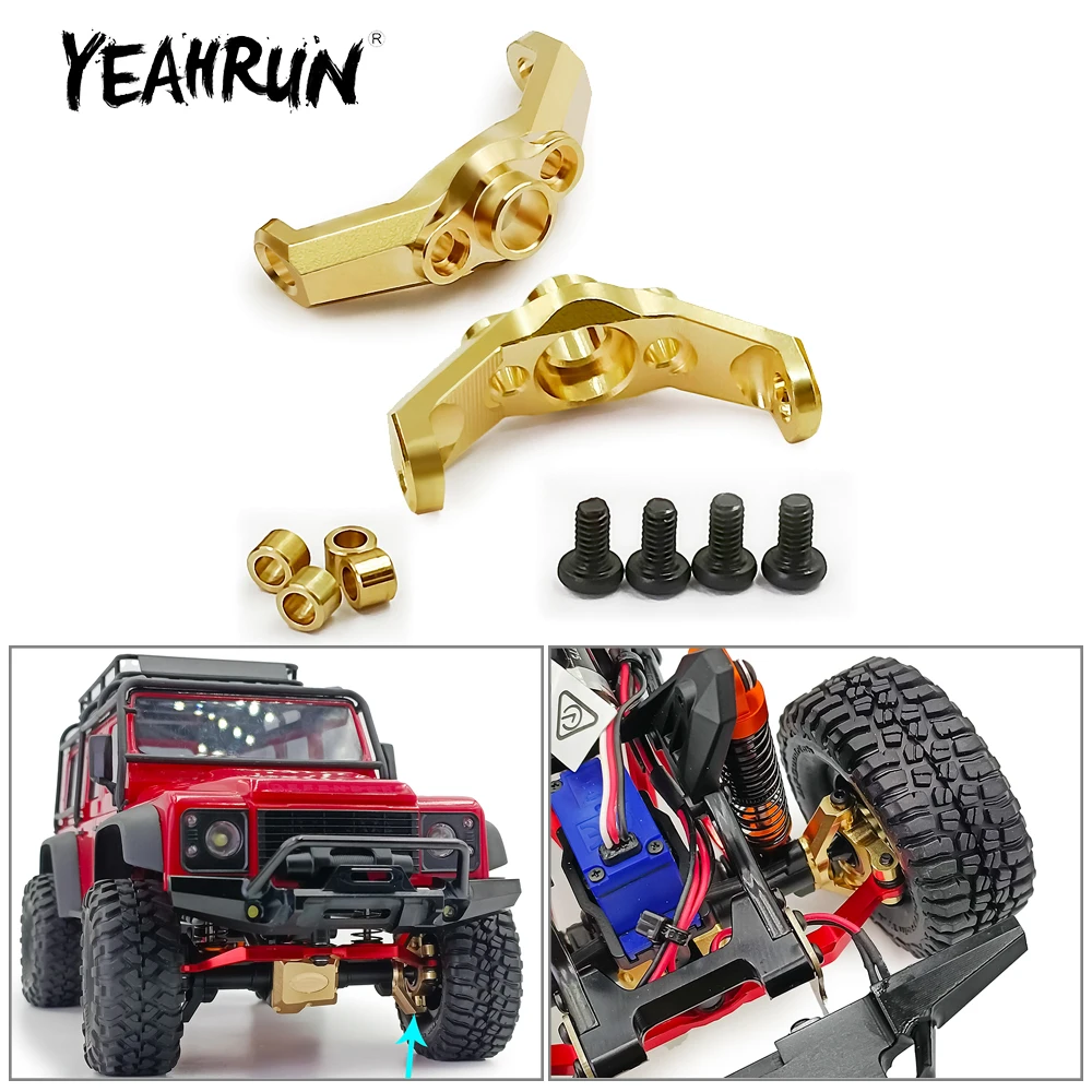 

YEAHRUN 2Pcs Brass Caster Mount Blocks Front C Hub Carrier Base C for TRX-4M Bronco Defender 1/18 RC Crawler Car Model