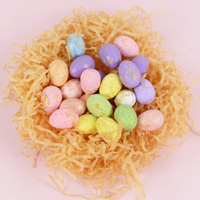 50 Uds. De Mini huevos de Pascua de espuma coloridos, lindos huevos de pájaro para manualidades DIY, corona hecha a mano, decoración colgante para puerta, suministros festivos para fiestas