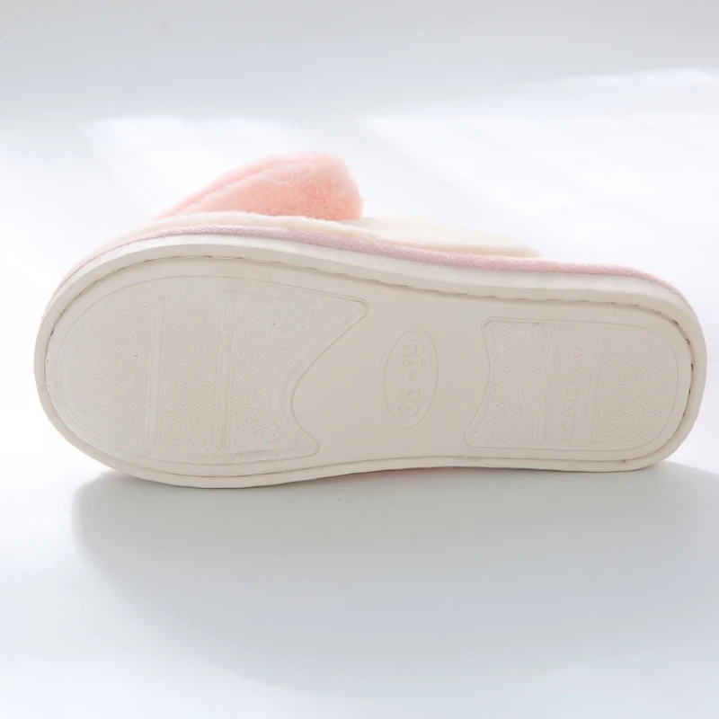Winter Warm Heart Pattern Cotton Slippers Women Indoor Casual Comfortable Sandals Men Faux Fur Thicken Plush Sandals Adult Shoes view 6