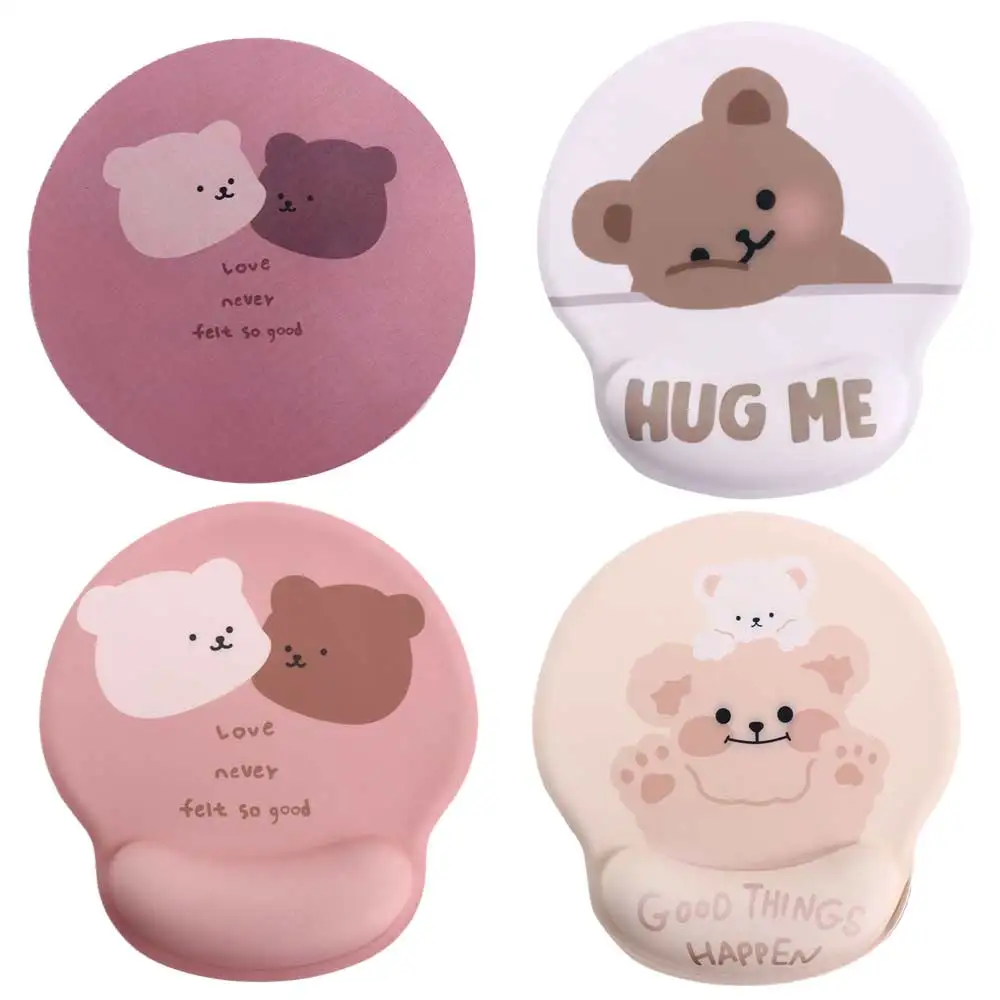 Cartoon Bear Office Thicken Mouse Pad Wrist Support Silicone Comfort Soft Pad Wrist Pad for House Office Work Mouse Pad