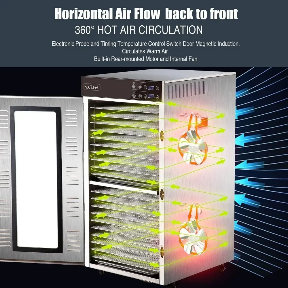 ماكينة تجفيف الطعام الكهربائية tt - ماكينة صنع لحم البقر الفاكهة/الخضروات الفاخرة متعددة الطبقات بقدرة 2000 وات