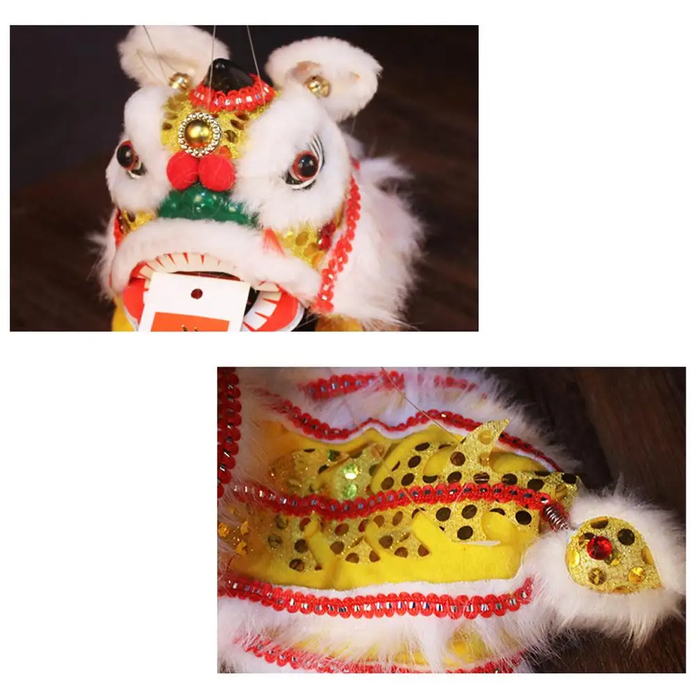 หุ่นเชิดสิงโตเต้นรำจีน ของเล่นหุ่นเชิดสิงโตเชือก หุ่นเชิดสิงโตเต้นรำ ของที่ระลึกงานเทศกาล งานฝีมือ ของขวัญสำหรับเด็ก