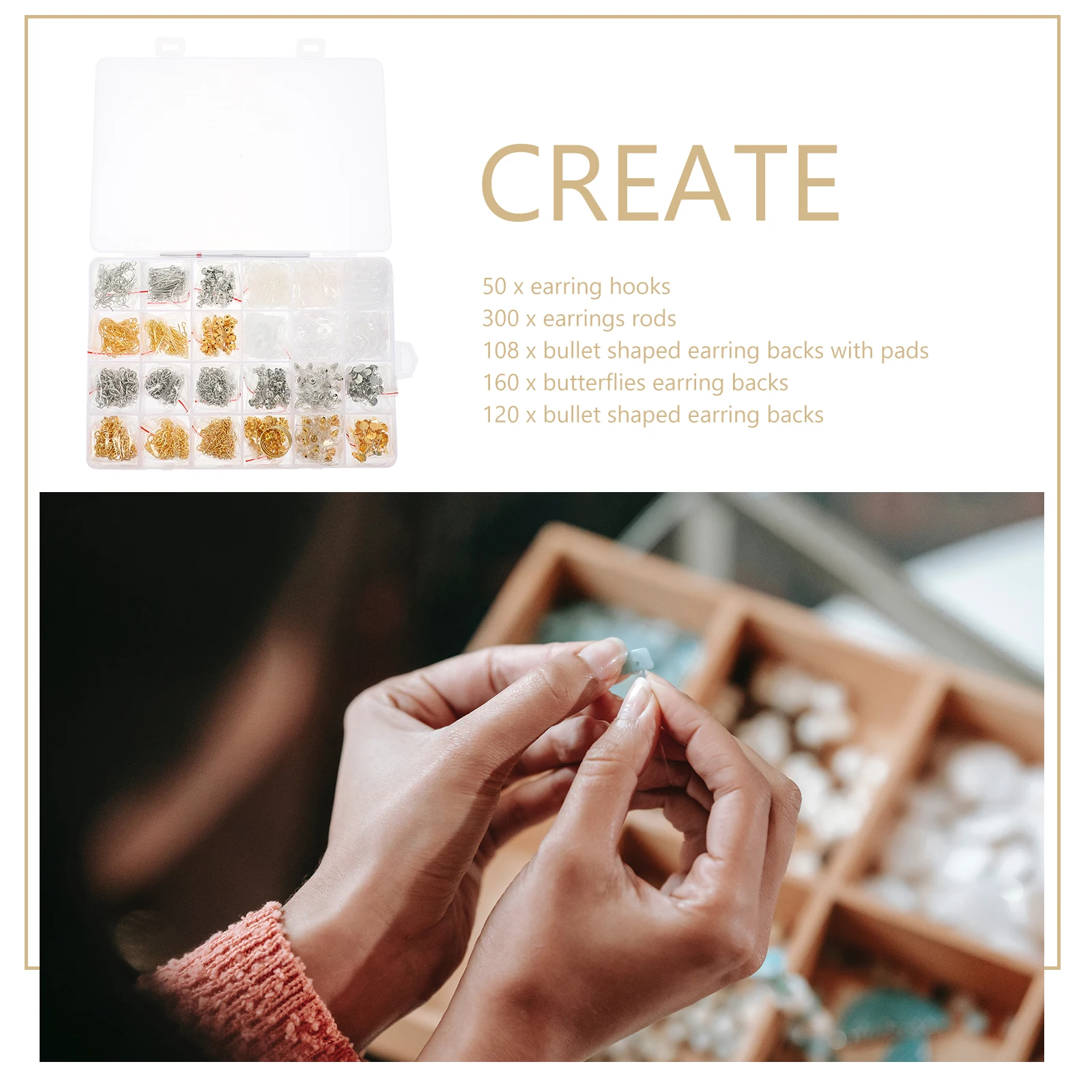 

2320pcs Jewelry Making Kit Alloy Resin Silicone Earring DIY Hooks Supplies Dangle Handmade Ear Hooks Kits for DIY Earrings