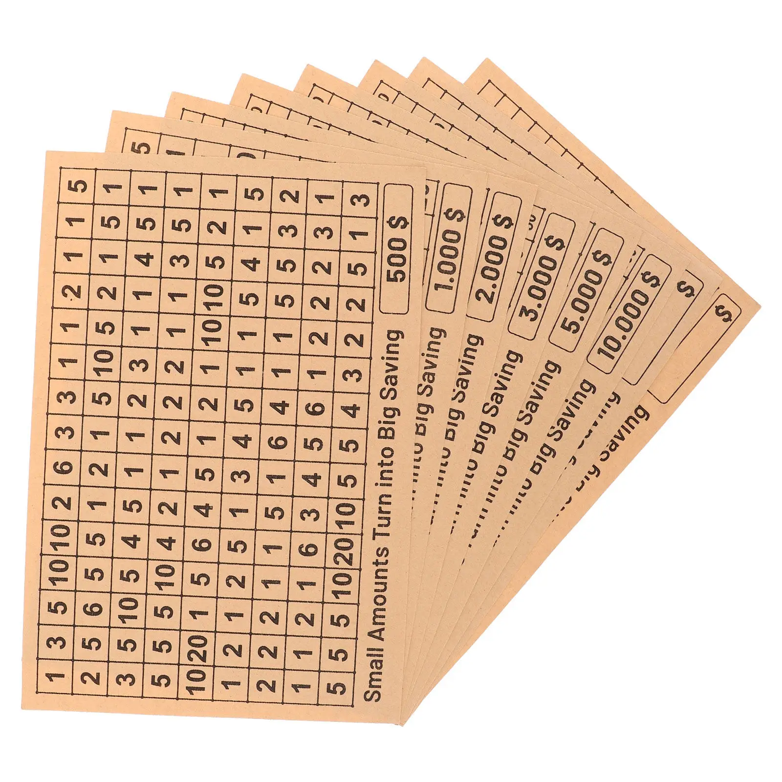 

8 Sheets Money Saving Challenge Tracker - Dollar Savings Stickers for Budgeting Planner - Adhesive Cash Saving Charts for Wood