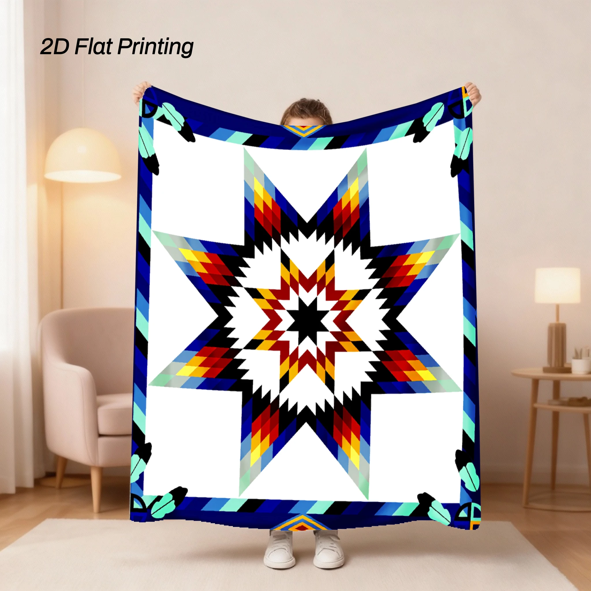 Native American Style Star Pattern Decorative Throw Blanket for Sofa, Bed, Home Decor, Office, and Unique Gift