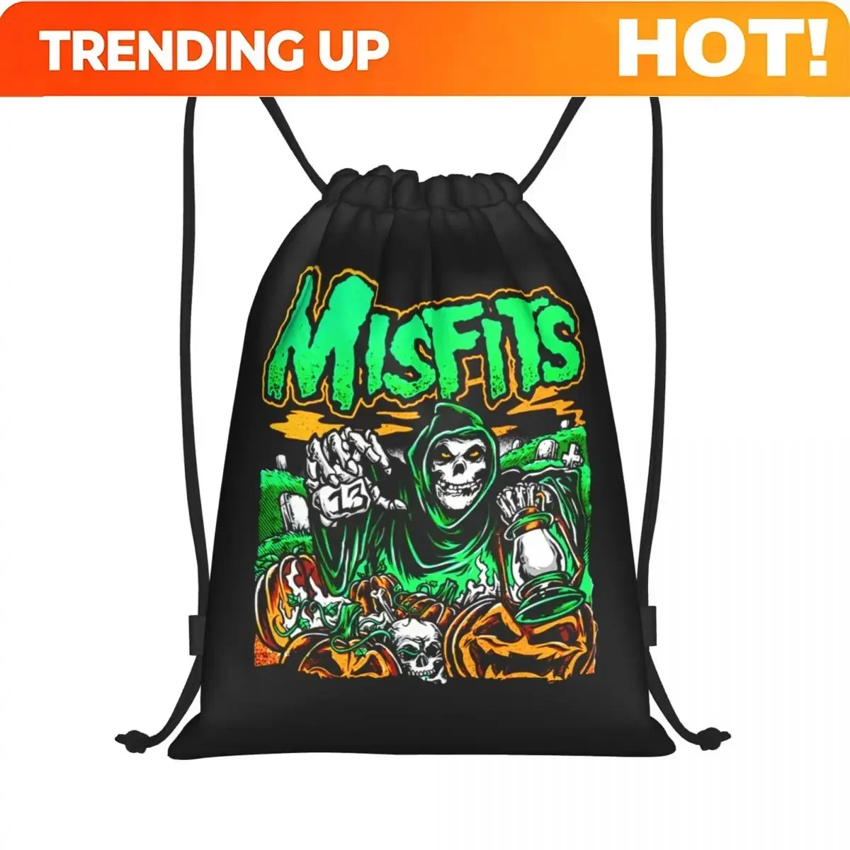 Custom Bag Heavy Metal Misfits Skull Drawstring Bags Men Women Lightweight Rock Punk Sports Gym Storage Backpack
