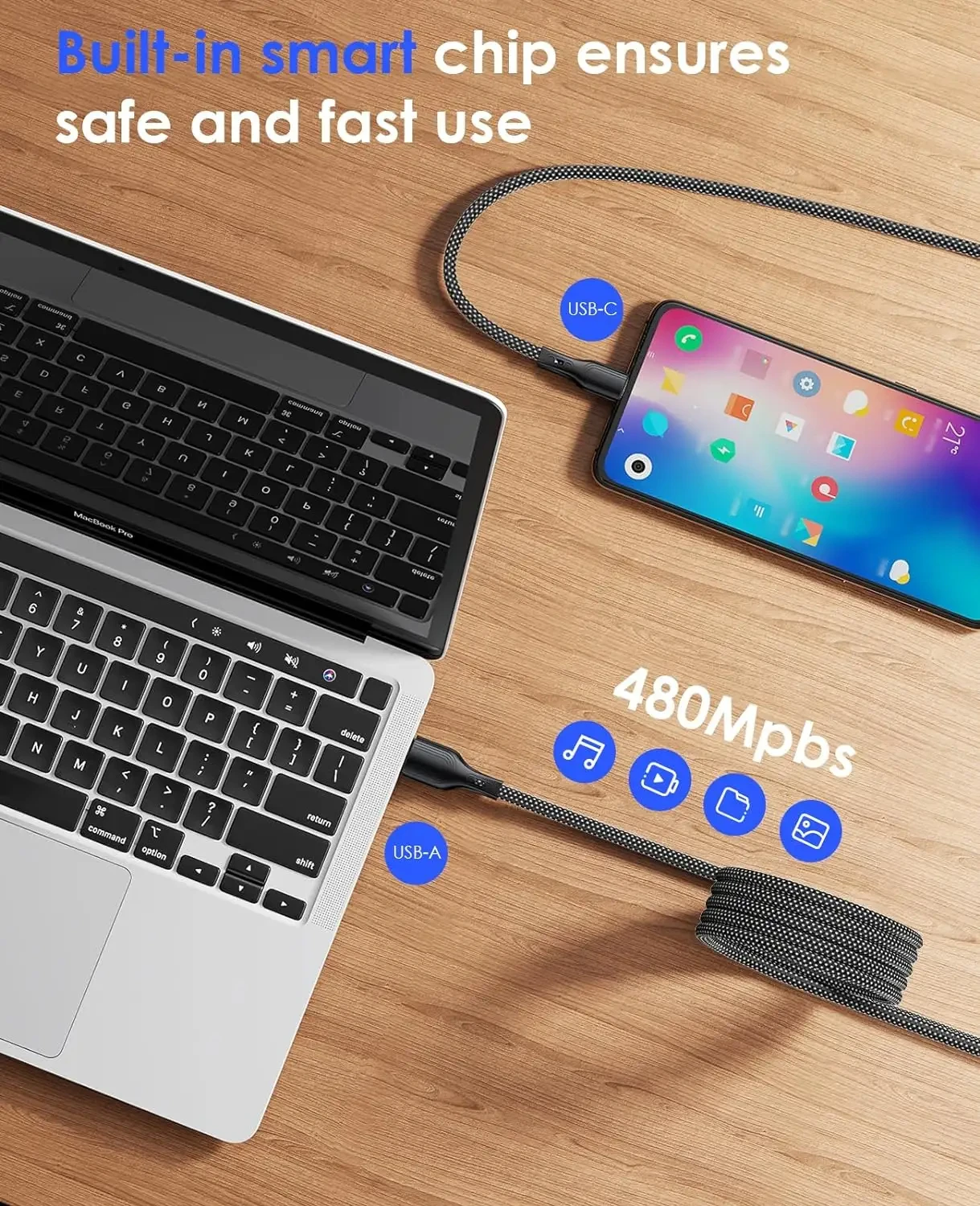100W 6A Fast Charging USB A/USB C to Type C Magnetic suction data cable Android phone for Xiaomi 14 Samsung S24  Huawei P40 OPPO image 6
