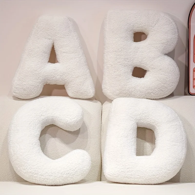 DIY Letter Throw Pillow Soft Polyester Filling Ensures Cozy Interactive Accent Piece Support with Minimalist Look White Creative