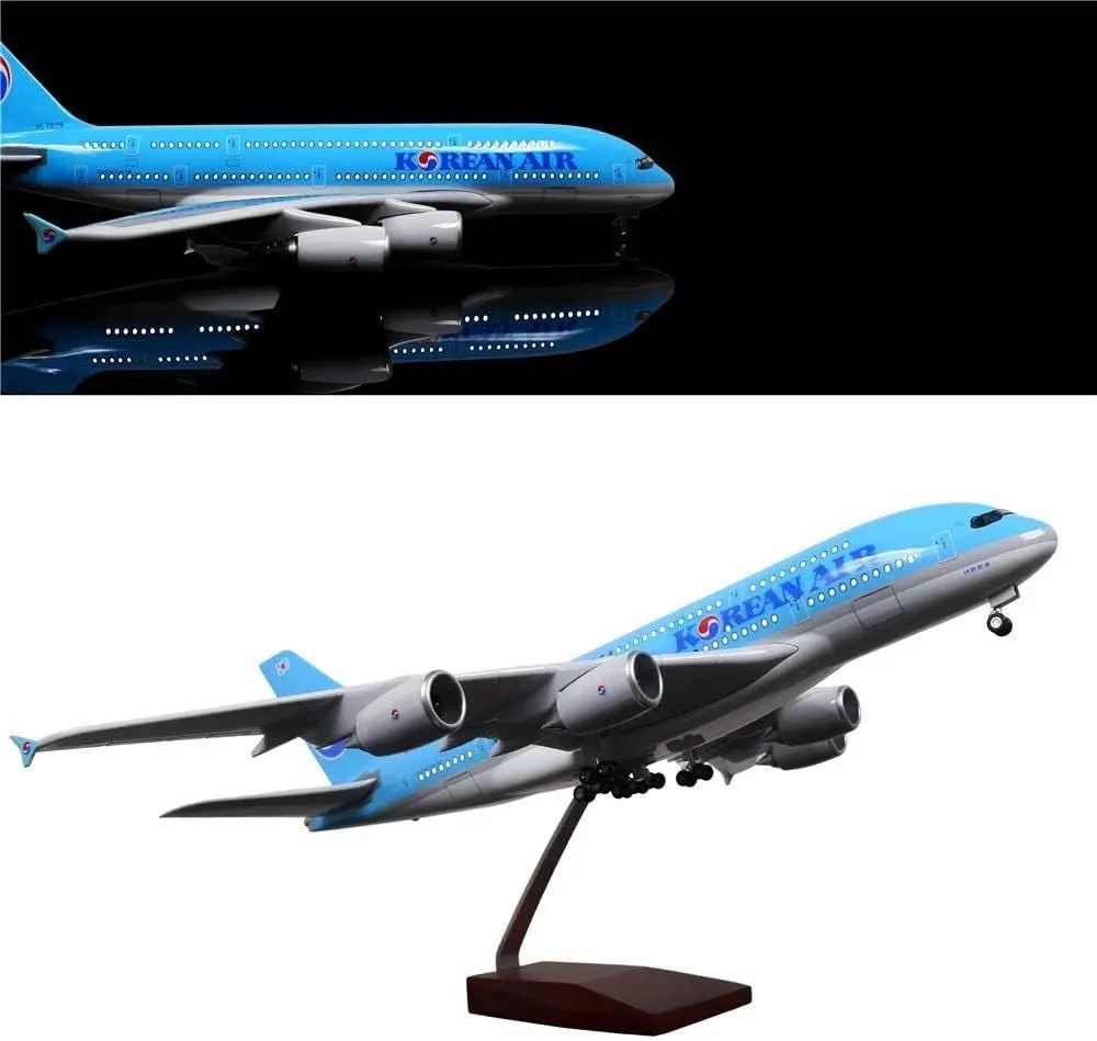 

1:160 Scale Airbus A380 Air Korean 47cm Airplane Decoration Home Resin Aircraft Model With Lights Landing Gear Educational Toys