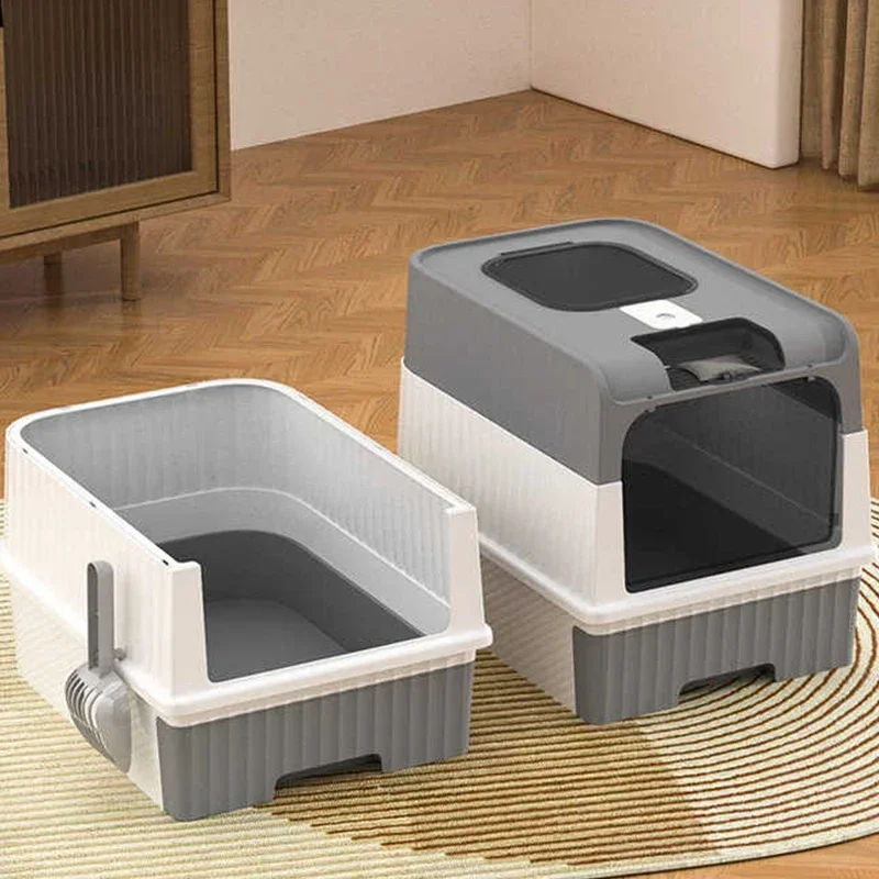 Large Cat Toilet Litter Box Portable Self-Cleaning Cats Plastic Sandbox for Cat with Sterilization Lamp